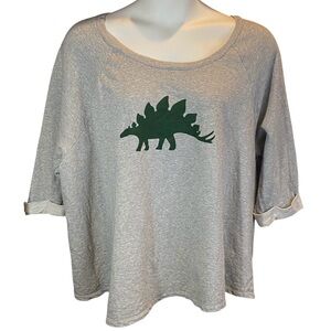 ModCloth 3/4 Sleeve Grey Dinosaur Sweatshirt Top Pullover Womens Plus Size 3X